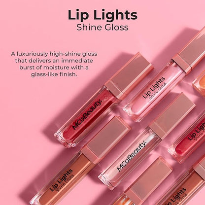 MCoBeauty LipLights Shine Gloss, Berry Pink, High Shine and Color for Irresistible Lips, Vegan, Cruelty Free Cosmetics