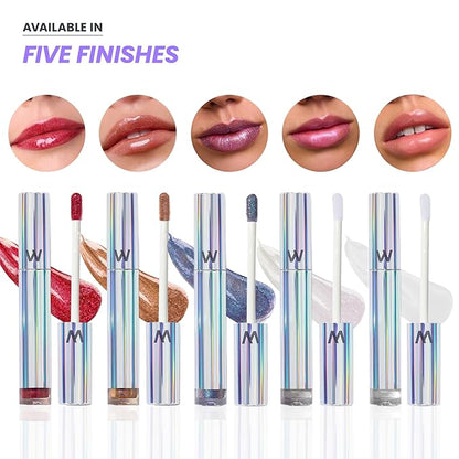 Wonderskin WONDER BLADING Top Gloss - Red Glitter Lip Gloss, Hydrating and High Shine Finish Lip Makeup (Red Glitter)