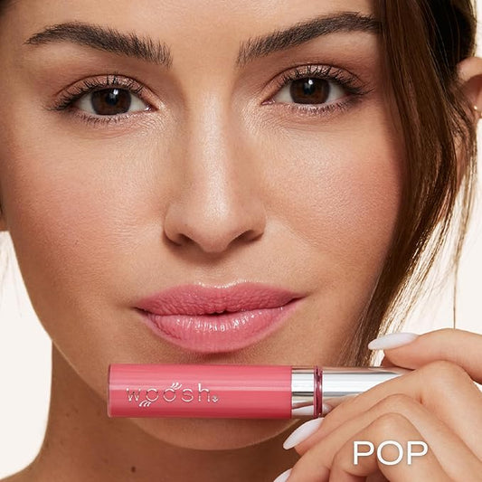 Woosh Beauty, Spin-On Lip Gloss, Hydrating Hyaluronic Acid & Shea Butter, No Fine Lines, Shine Finish, Vegan & Cruelty-Free