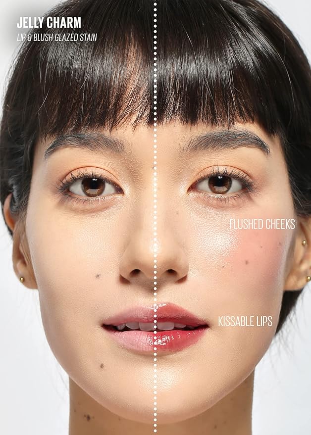 Kaja Lip & Blush Glazed Keychain Stain - Jelly Charm 03 Berry Colada | with Triple Berry Complex, Lemon Fruit Extract & Olive Squalane, Hydrating, Long Lasting Tint