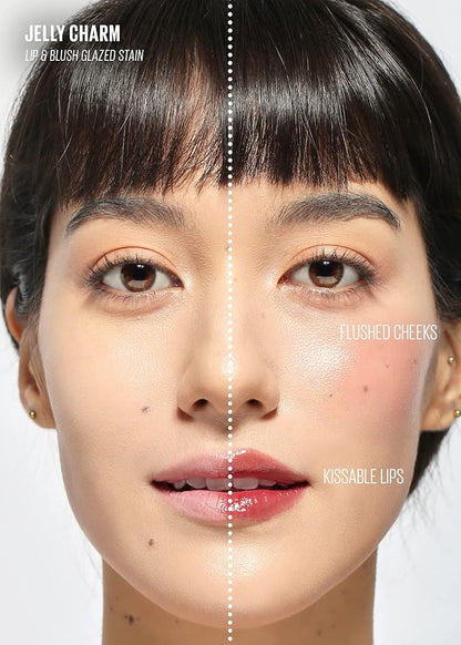 Kaja Lip & Blush - Jelly Charm 05 Peach Fizz | with Keychain, Triple Berry Complex, Lemon Fruit Extract & Olive Squalane, Hydrating, Long Lasting Tint, Lightweight, Creamy Cream Tinted Type, 0.17 Oz