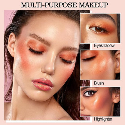 Boobeen Baked Powder Blush, Highlighting Pressed Blush Face Blushes Highlighter Finishing Powder Makeup, Natural Flush Tint for Cheeks, Long-wear Glow, Easily Blends