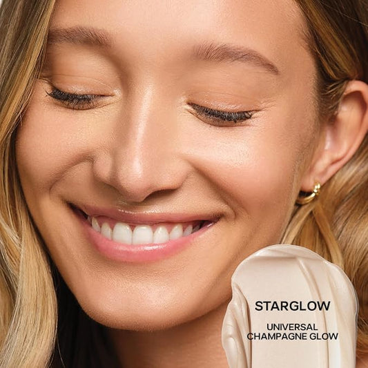 Saie Mini Glowy Super Gel Lightweight llluminator & Makeup Primer - Starglow (0.5 oz) + Dew Blush - Lightweight Liquid Blush with a Blendable + Buildable Cream Finish - Cutie (.40 oz)
