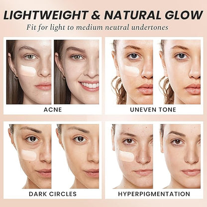 Color Change Liquid Foundation, Radiant Light White Makeup Foundation with SPF 15/PA++, Infused Vitamins E,Purslane,Paeonia,Opuntia Extracts,Champagne-Neutral Fair, 1 Fl Oz