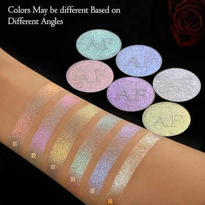 Highlighter Makeup Palette, Long Lasting New Formula, Pearlescent Silver-White Shimmer, Sheer Base, Ideal for Face and Body Contour and Cheek Highlight (#06) Silver White Pearlescent Shimmer