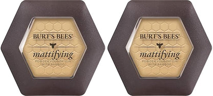 Burts Bees 100% Natural Mattifying Powder Foundation, Sand - 0.3 Ounce (Pack of 2)