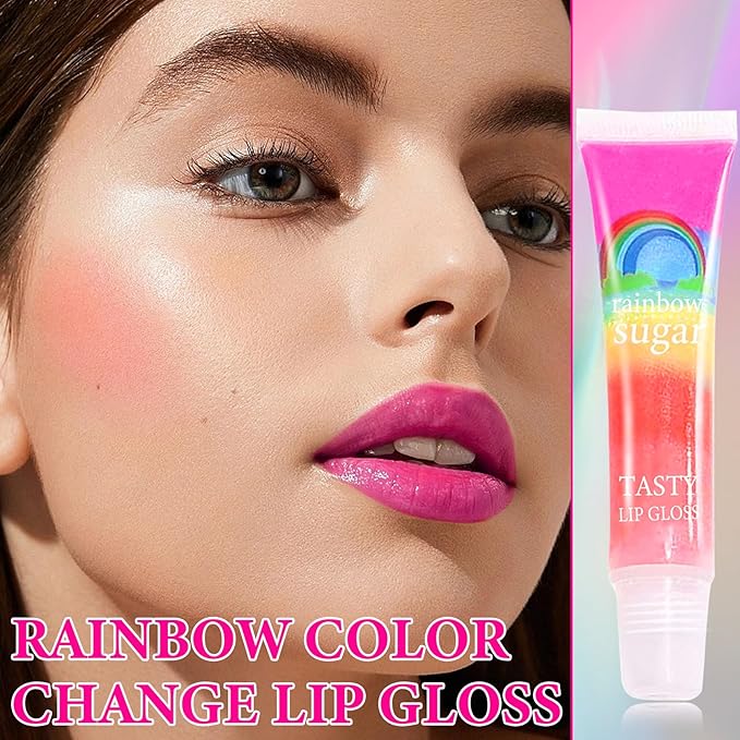 4 Pcs Color Changing Lip Gloss,Smooth Long Lasting Shiny Magic Color Jelly Color Changing Lipstick Lip Balm,Moisturizing Colorful Lip Stain Oil Lipgloss Lip Tint Set for Women