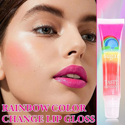 4 Pcs Color Changing Lip Gloss,Smooth Long Lasting Shiny Magic Color Jelly Color Changing Lipstick Lip Balm,Moisturizing Colorful Lip Stain Oil Lipgloss Lip Tint Set for Women