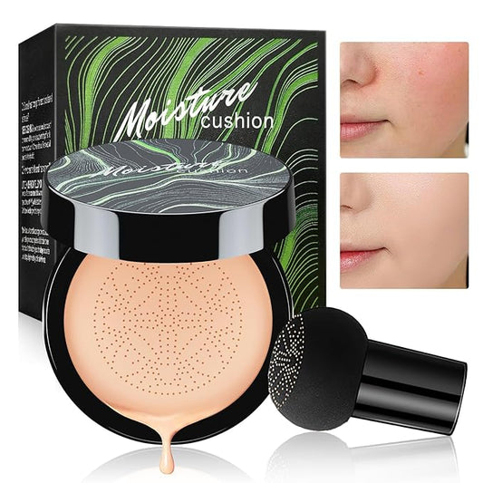 Air Cushion CC Cream Mushroom Head Foundation - Moisturizing BB Cream Makeup Long Lasting Matte Conceale, Oil Control Waterproof Makeup Base Primer (Nude, 1 PCS)