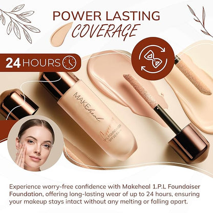 [Makeheal] 1.P.L Foundaiser Foundation SPF 20 PA++, 24 Hours Power-Lasting Coverage, Large Wand Applicator, Dual-Function Foundation, Perfect Blemish Coverage, Korean Beauty (0.98oz) (21C - Peony)