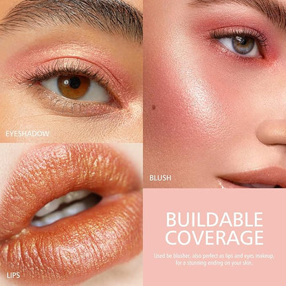 KYDA Marble Liquid Blush, Radiant Marbleized Blush for Cheek, Multidimensional Buildable Color, Lightweight Shimmery Satin Face Makeup, Lighting Glow Blusher, 04 Pink Star