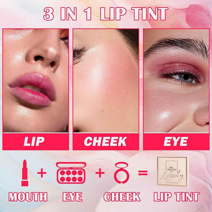 8 Colors Lip Tint Stain Set,Mini Liquid Lipstick Moisturizing Long Lasting Plumping High Pigmented Lip Gloss Set,Lightweight Non-Stick Cup Matte Lipstick for Waterproof Cheek and Lip Tint Makeup