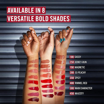 Rimmel Thrill Seeker Lip Latex, 400 Rimmel Red, Liquid Lipstick, Lipgloss, Lip Colour, Hyaluronic Lipstick, Lip Stain, Smooth Shine, Hydration, Hyaluronic Acid, Vitamin E, Aloe Vera, 0.2oz