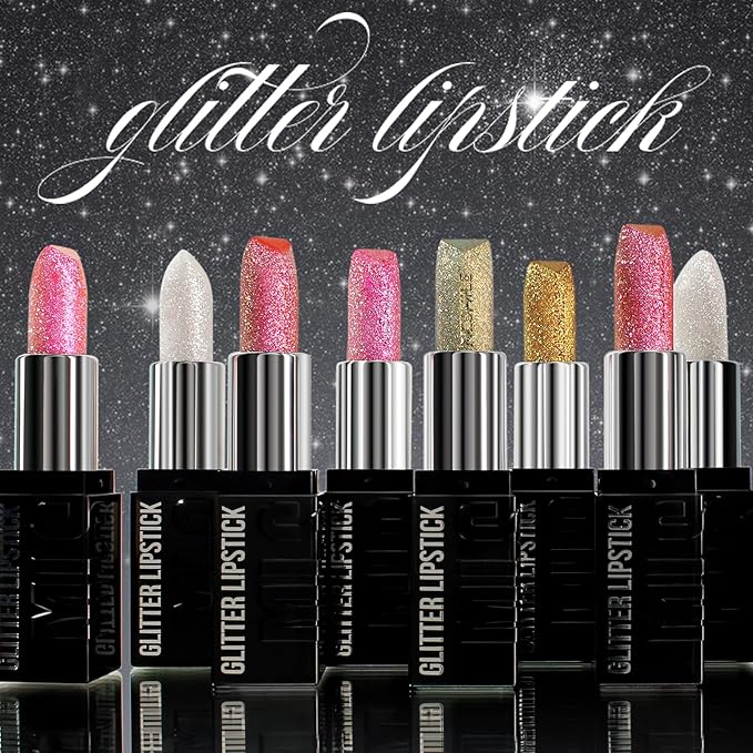 3PCS Glitter Lipstick Sets for Women,Women's Diamond Shiny Matte Lip Gloss,Long Lasting Smudgeproof Non-Stick Lipstick,Lip Stick Lip Stain Makeup Gift Sets,Labiales mate 24 horas originale
