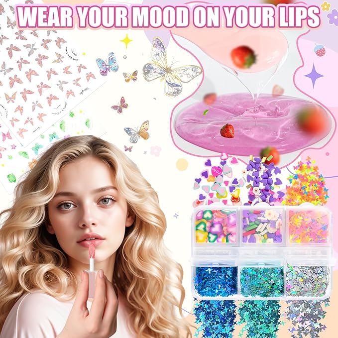 Jcoos Lip Gloss Making kit, Color Changing Lip Oil 64PCS Make Your Own Lip Gloss Kit, Flavored Lip Gloss Moisturizing, Lipgloss Sets for Girls Women Adults Kids Lip Gloss, Christmas Gifts Girl Stuff