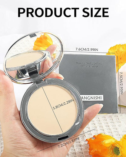 Pressed Mineral Powder Foundation,4-in-1 Matte Setting Powder with Concealer&Finishing Powder Makeup Color Correcting Medium to Full Flawless Coverage Foundation, Waterproof Long Lasting,Ivory