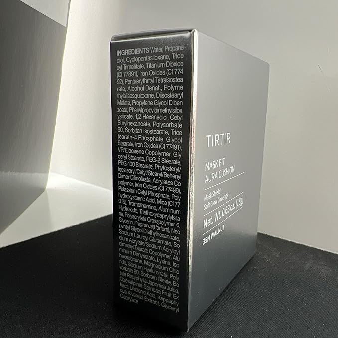 TIRTIR Mask Fit Aura Silver Cushion Foundation | Semi-glow Finish, Natural Coverage, Moisturizing, Lightweight, Korean cushion foundation (#35N Walnut, Full Size, 0.63 Fl Oz)