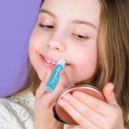 Expressions 16pc Roller-Ball Glitter Lip Gloss Set, 8 Assorted Fruit Flavored Roll On Rollerball Lip Gloss for Kids, Safe, Non Toxic Kids Makeup Set