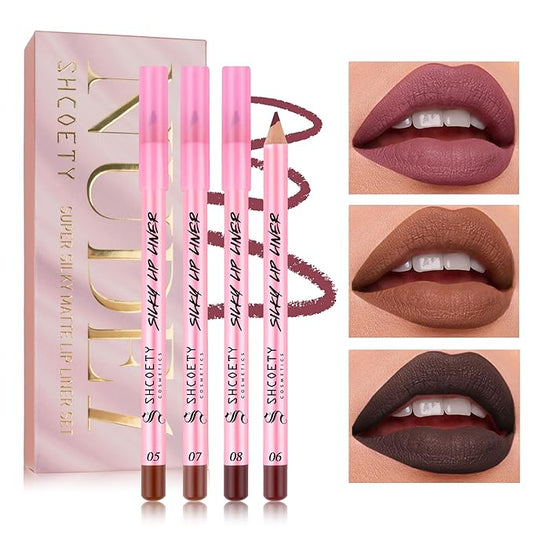 Shcoety 12-piece Nude Lip Line Set, Natural Lip Kit, Smooth Matte Lipstick Pencil (12 color, Set C)