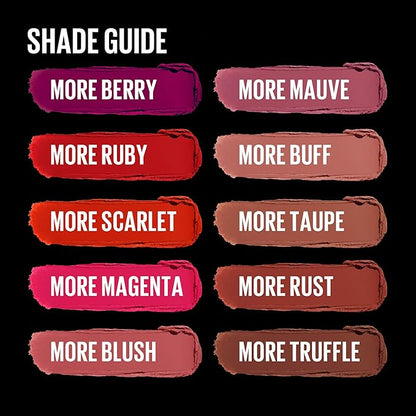 Maybelline Color Sensational Ultimatte Matte Lipstick, Non-Drying, Intense Color Pigment, More Scarlet, Scarlet Red, 1 Count (Pack of 2)