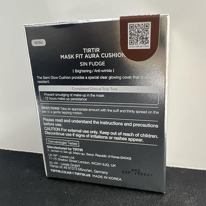 [*Mini Size*] TIRTIR Aura Glow Silver Cushion | Korean Cushion Foundation, (#51N Fudge, 0.15 Fl Oz)