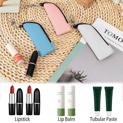 Chapstick Holder, 6 Pcs Lip Balm Sleeve Pouch, Portable Lipstick Holder Bag, Clip-on Makeup Travel Accessories, Great Stuffers for Women