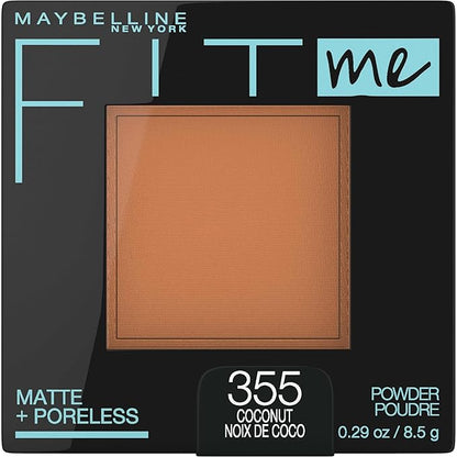 Maybelline Fit Me Matte + Poreless Liquid Foundation Makeup & Pressed Powder Face Makeup, Warm Coconut & Coconut, 1 Count Each