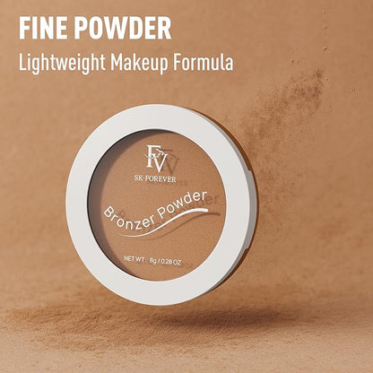 FV Bronzer Powder, Long Lasting Talc-Free Smooth Bronzing Powder, Buildable with Natural Glow Matte Finish, Contour Cheeks, Waterproof Bronzers for Medium Skin Tones (Deep Bronzer, 0.28 oz)