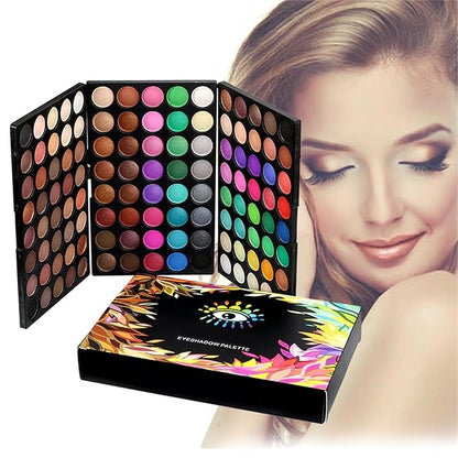 120 Colors Long Lasting Waterproof Highly Pigments Shiny Shimmers Glitter Eyeshadow Palette All in One Makeup Kits for Women Girls Holiday Make-up Gift Sets Xmas Essential Makeup Palette
