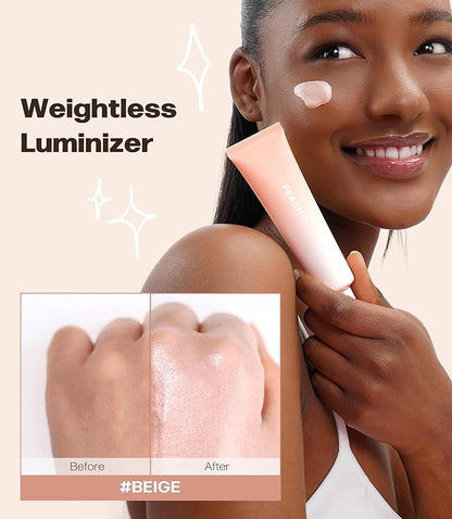 PEACH C Beige Glow Make Up Base - Hydrating, Moisturizing, Illuminating Pearl Make Up Base - Lightweight, Smudge-Proof & Pearly Shimmer Korean Makeup Primer Illuminating Face Cream (1.18 fl oz)
