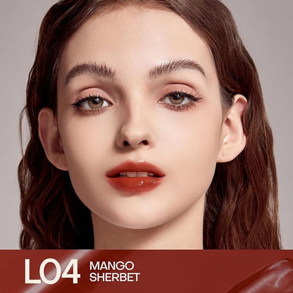 Mistine Lip Gloss Thai latte Long Lasting Lip Glaze Non-sticky Lip Tint Gloss with 1% Peptide Glossy Finish L04 Mango Sherbet 0.1 fl oz 1 Count