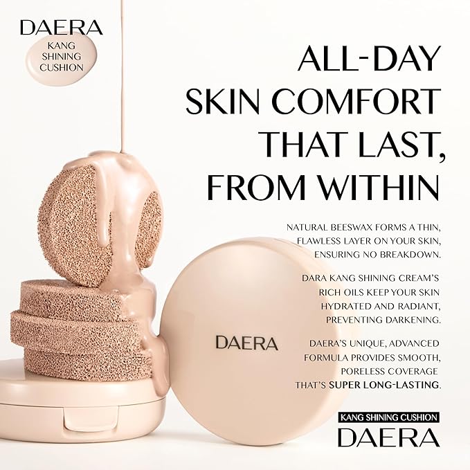 Kang Shining Korean BB Layering Cushion Foundation (1 Color, Neutral), Natural Glowing Makeup, Self Adjusting K Beauty Makeup, 72 HR Hydrating, Buildable Coverage(12g, 0.42 oz)