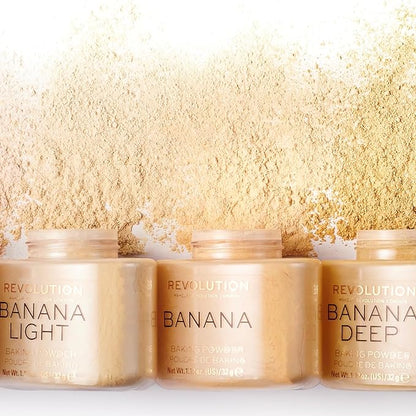 Revolution, Loose Baking Powder, Makeup Setting Powder, Long Lasting Coverage, Mattifies & Reduces Shine, Banana Light, 1.13 oz