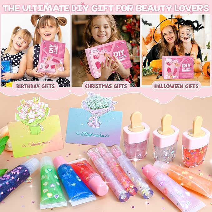 Lip Gloss Making Kit, TSVATE Make Your Own Lip Gloss Kit, 67PCS DIY Lip Gloss Making Supplies, Moisturizing Glitter Lip Kit Lipgloss Making Kits, Lipgloss Sets for Girls Tween Girls Trendy Stuff Women