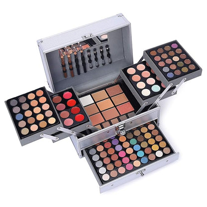 132 Color All In One Makeup Gift Set Kit- Includes 94 Eyeshadow, 12 Lip Gloss, 12 Concealer, 5 Eyebrow powder, 3 Face Powder, 3 Blush, 3 Contour Shade, 2 Lip Liners, 2 Eye Liners, 4 Eyeshadow Brush