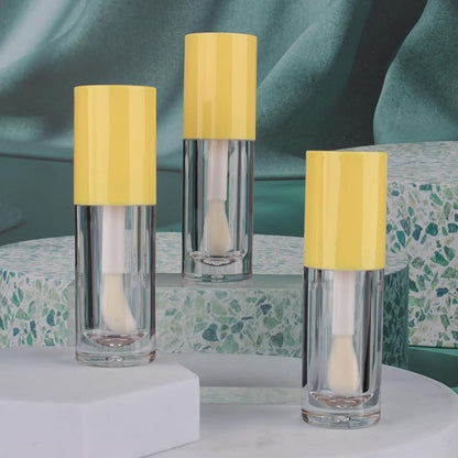 COSIDEA 14pcs Empty 6ml big doe foot wand Chunky lip gloss tubes for DIY lipgloss,Pink round lipgloss containers tubes with thick wand (Yellow)