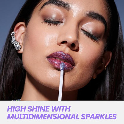 Wonderskin WONDER BLADING Top Gloss - Blue Glitter Lip Gloss, Hydrating and High Shine Finish Lip Makeup (Blue Glitter)