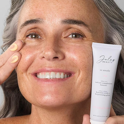 Julep Radiant Glow Duo: So Awake Snail Mucin Complexion Booster Moisturizer + Face Primer & Skip The Brush Cream-to-Powder Blush Stick in Peony Pink Makeup & Skincare Set