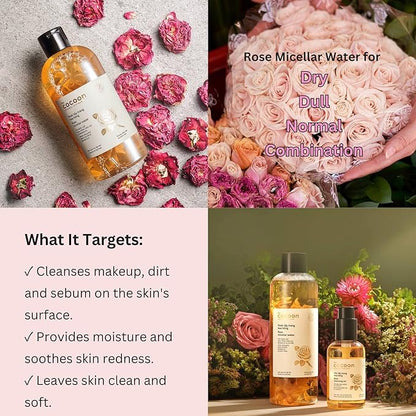 Cocoon Rose Micellar Water. Organic Hydrating Makeup Remover for Dry & Normal Skin (4.73 fl oz)