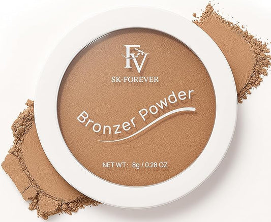 FV Bronzer Powder, Long Lasting Talc-Free Smooth Bronzing Powder, Buildable with Natural Glow Matte Finish, Contour Cheeks, Waterproof Bronzers for Medium Skin Tones (Deep Bronzer, 0.28 oz)