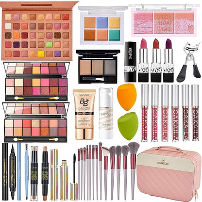 Makeup Kit for Women Full Kit, Make Up Gift Set, Makeup Bundle Includes Foundation Eyeshadow Palette BB Cream Concealer Blush Lipstick Eyeliner Mascara Cosmetic Brush Set