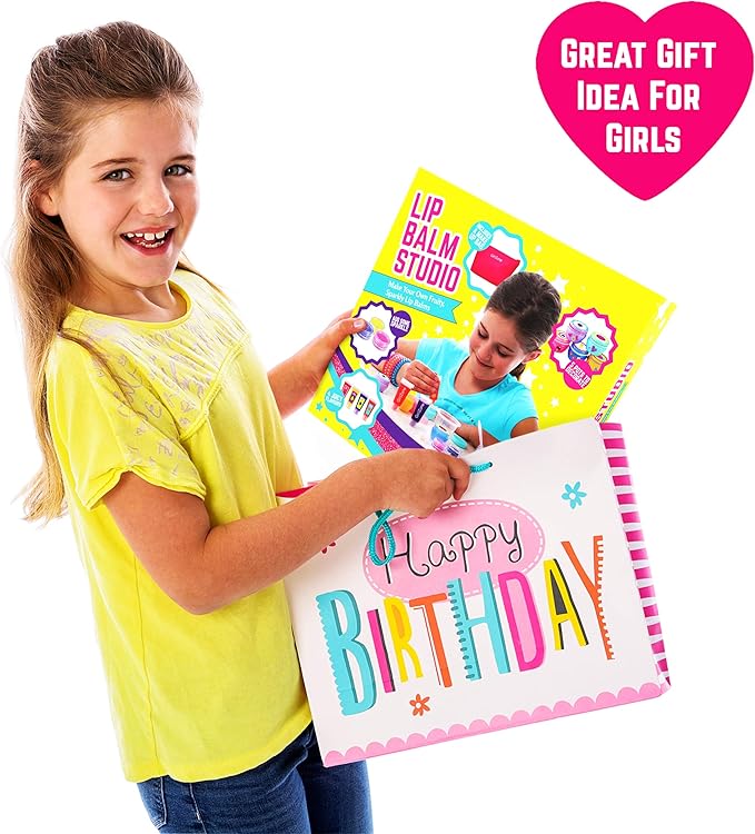 GirlZone Lip Balm Making Kit, 25-Piece Makeup and Lip Gloss Set with Glitters, Stickers & More, Fabulous Girls Toys Age 8 & Great Gift Idea for Kids