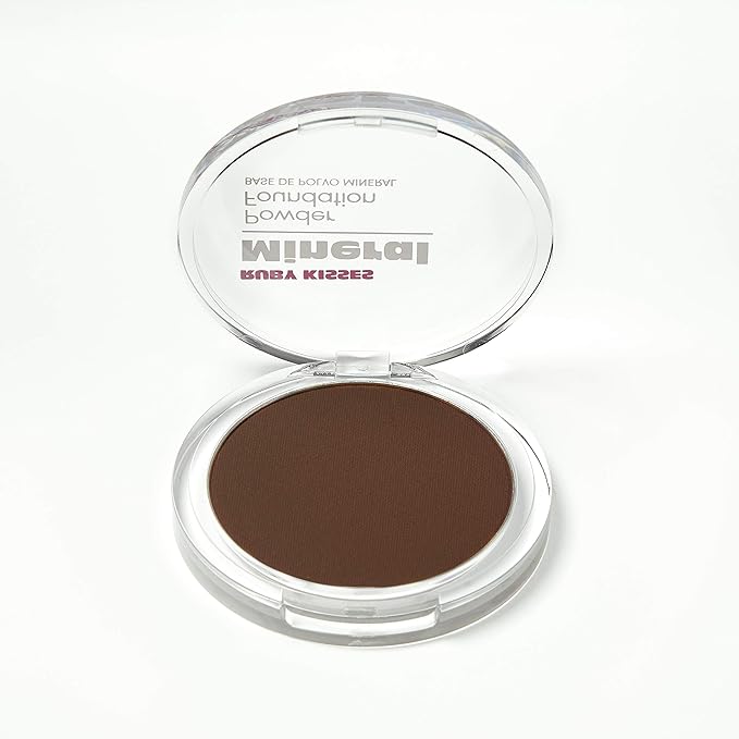 Ruby Kisses Mineral Pressed Powder Foundation, Medium to Full Coverage Natural Finish 0.35 Ounce (Ebony)
