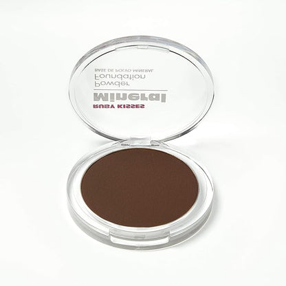 Ruby Kisses Mineral Pressed Powder Foundation, Medium to Full Coverage Natural Finish 0.35 Ounce (Ebony)