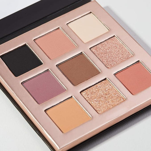 Pippa of London Camden Make Up Palette 353 with 9 Luxury Matte, Shimmer and Glitter Eyeshadows in Rose Gold case with Mirror