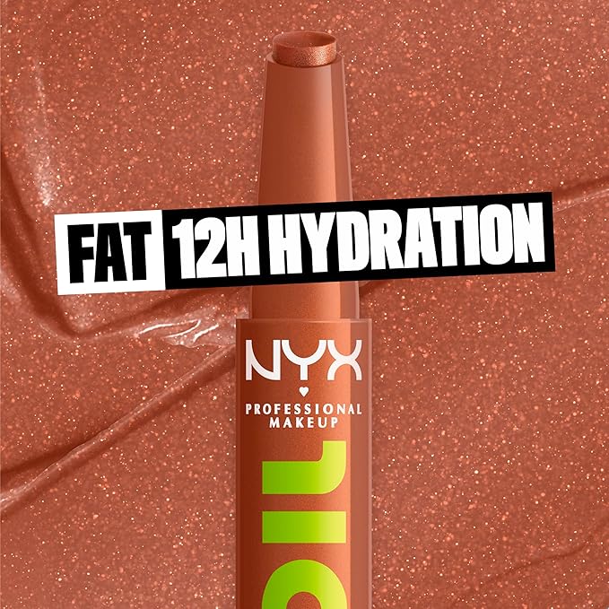 NYX PROFESSIONAL MAKEUP Fat Oil Slick Click, Lightweight, Buildable Pigmented Vegan Lip Balm - Feedworthy (Bronze)