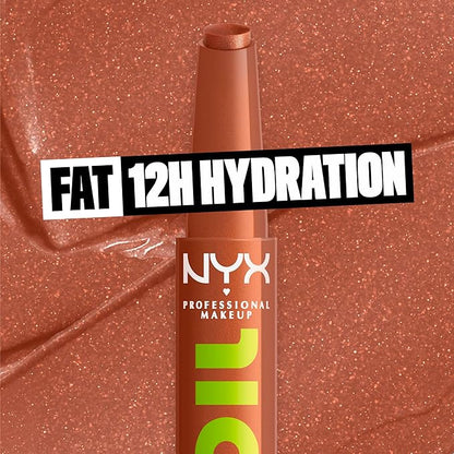 NYX PROFESSIONAL MAKEUP Fat Oil Slick Click, Lightweight, Buildable Pigmented Vegan Lip Balm - Feedworthy (Bronze)