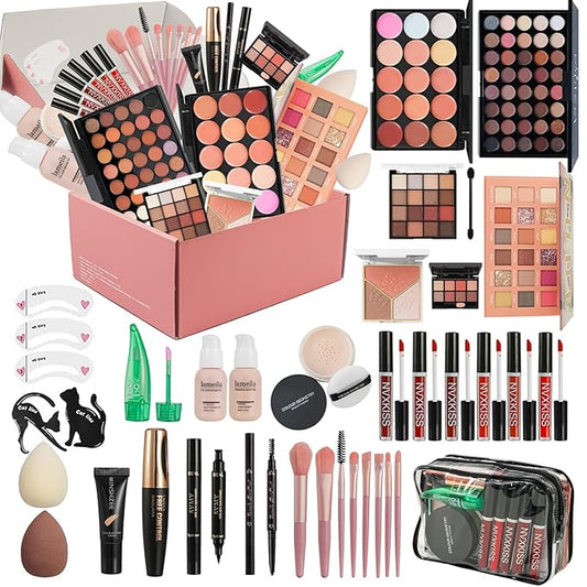 All in One Makeup Kit for Women Full Kit,Makeup Set for Women, Includes Eyeshadow Palette/Foundation/Lipstick/Eyeliner/Mascara/makeup Brush,Makeup Gift Set for Halloween & Birthday&Holiday&Everyday.