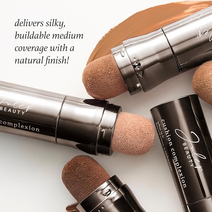 Julep Cushion Complexion Medium Coverage Foundation - Linen | Covers, Brightens & Evens Skin Tone | On-The-Go Cushion Applicator | Hyaluronic Acid, Vitamin B5 & E