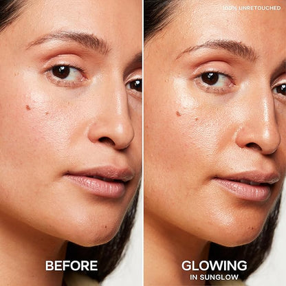 Saie Radiant Glow Duo - Dew Bronze Soft-Focus Liquid Bronzer in Salt (0.4 oz) & Mini Glowy Super Gel Lightweight Illuminator in Sunglow (0.5 oz), Hydrating Makeup Essentials for a Sun-Kissed Glow